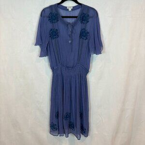 Sundance Led By Dreams Women's Floral Embroidered Drop Waist Midi Dress Petite L
